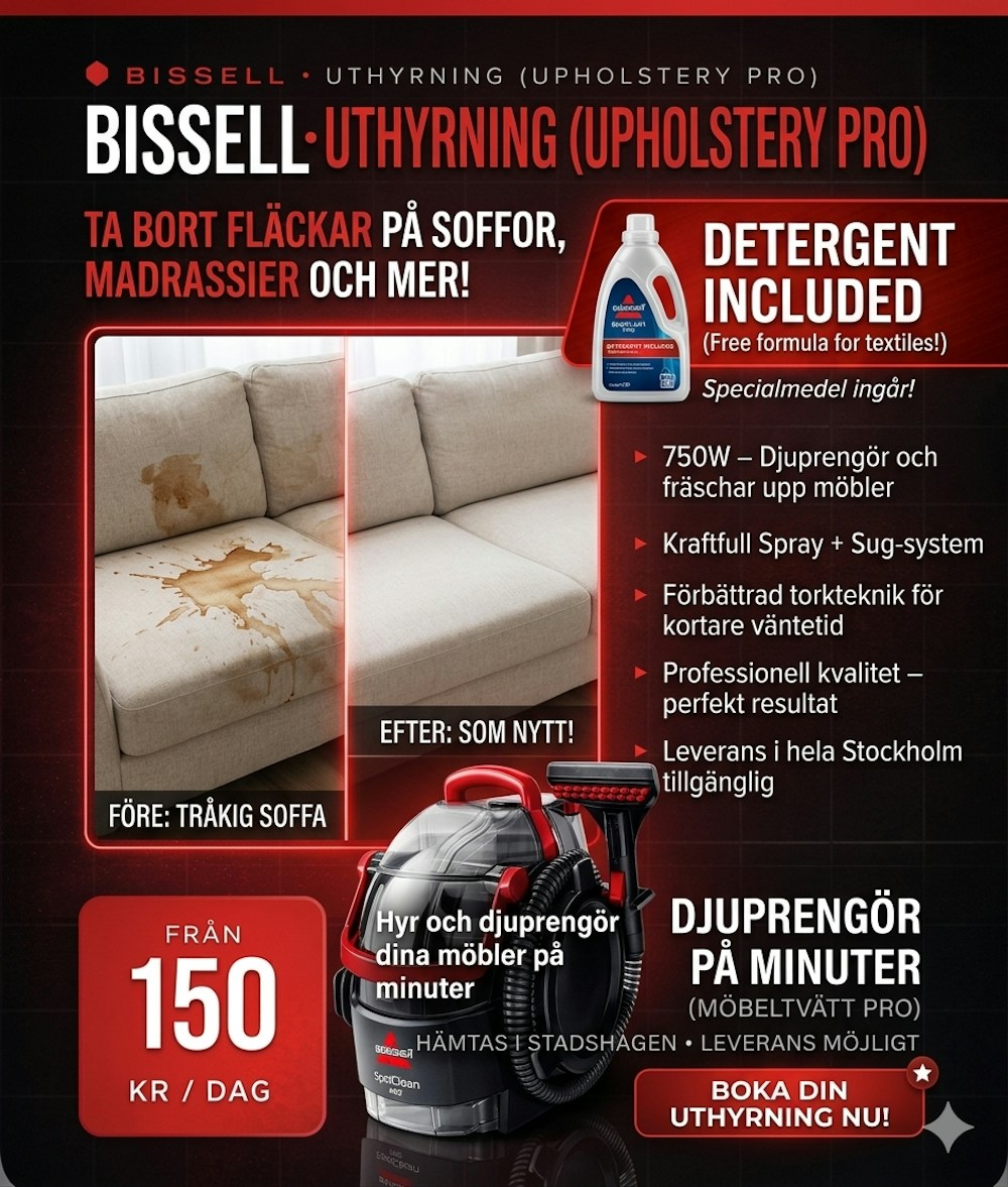 BISSELL SpotClean Pro – sofftvätt, möbeltvätt & bilsäten, medel ingår