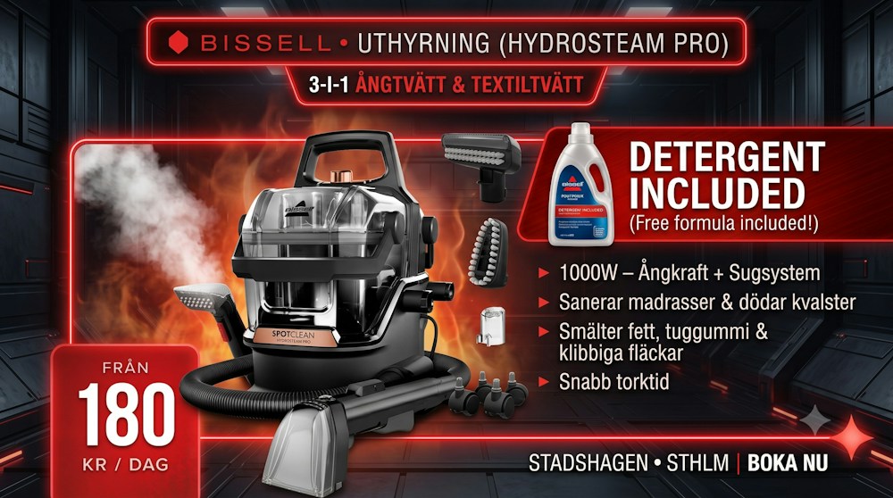 Sofftvätt & madrasstvätt – BISSELL HydroSteam Pro, medel ingår