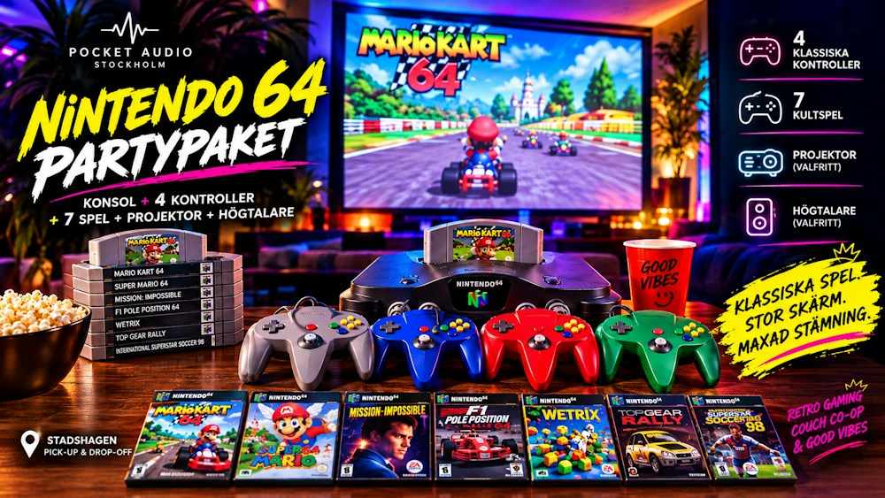 🎮 MARIO KART 64 PARTYPAKET | Äkta 90-Talsnostalgi | Nintendo 64 + Spelklassiker