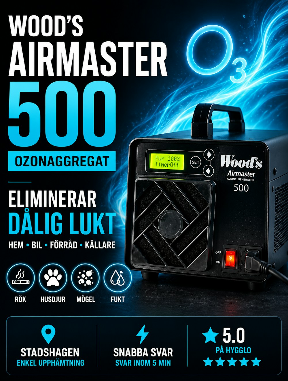 Ozongenerator – tar bort röklukt, mögellukt & husdjurslukt