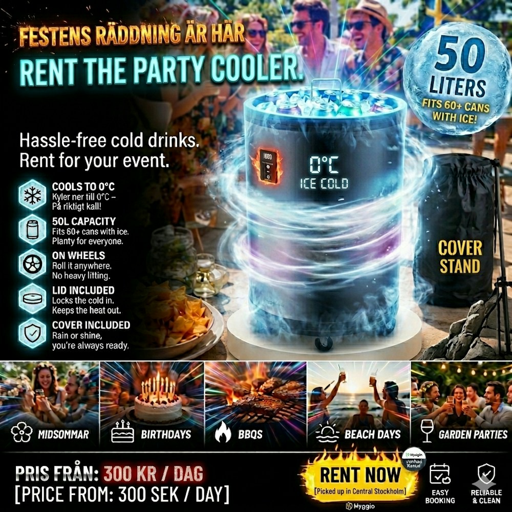 Iskalla Drycker Hela Kvällen | 50L Partykylare för Fest & Event- party cooler